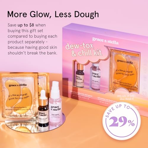 Grace & Stella Skincare Gift Set - Gold Eye Masks, HA Serum & Rose Spray