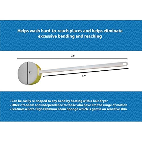 Rehabilitation Advantage Long Handle Sponge with Loofah Scrubber (Pack of 4)