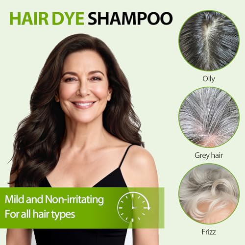 RKQNIER Dark Brown Hair Dye Shampoo for Gray Coverage - 15 Min