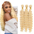 FuivJuix Blonde Deep Wave Human Hair Bundles 28-32 Inch - Unprocessed Brazilian Virgin Hair Extensions