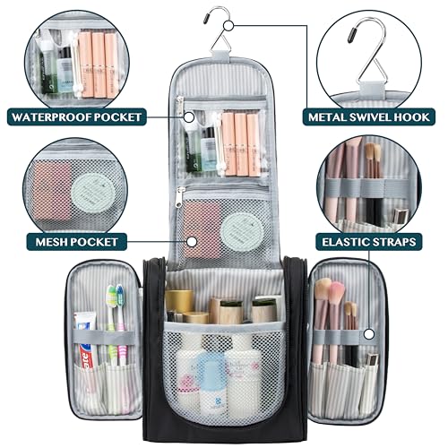 PAVILIA Hanging Toiletry Bag for Travel - Large Makeup Organizer