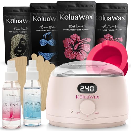 KoluaWax Blush Waxing Kit for Hair Removal - 14oz Beginner Friendly