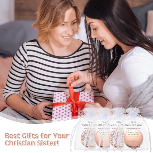 Geetery 10 Set Christian Gifts for Church Group Women Lady Mom Friend Bulk Rhinestone Sisters in Christ Compact Mirror Pocket Religious Faith Bible Verse Party Favors for Easter Mother Day(Rose Gold)