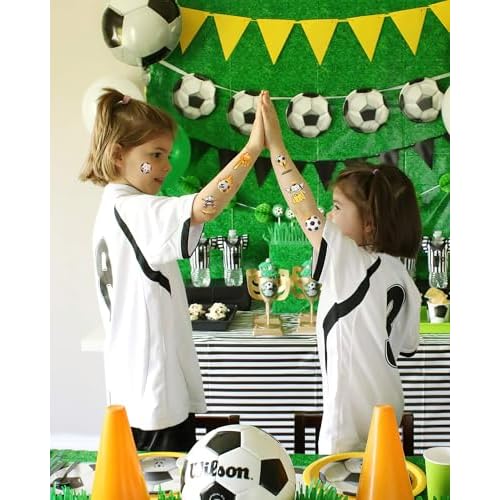 216 Pieces Cute Soccer Temporary Tattoos Stickers,20 Sheets Soccer Themed Tattoos Stickers Party Decoration Supplies Party favors for Kids Adults
