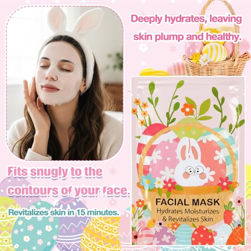 Loopeer 6 Pcs Easter Gifts Bulk for Adults Easter Basket Stuffers for Adults Spring Facial Masks for Girls Women Teacher Employees Party Favors Bulk