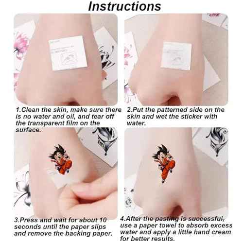 40Sheets Cute Dragon Ball Temporary Tattoos for Kids Birthday Party Favors, Dragon Ball Cartoon Decoration Sticker Gifts for Girl Boys Home Activity Class Prizes Carnival Christmas Rewards