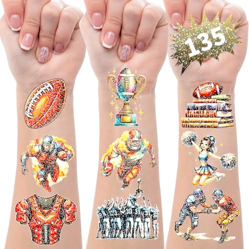 Football Temporary Tattoos 135Pc Glitter Party Favors
