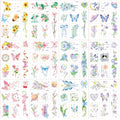 Flower Butterfly Temporary Tattoos 12 Sheet 84pc Pre-Cut