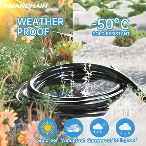 HUANCHAIN Indoor Outdoor Black Extension Cord 15 ft Waterproof, 16/3 Gauge Flexible Cold-Resistant Appliance Extension Cord Outside, 13A 1625W 16AWG SJTW, 3 Prong Heavy Duty Electric Cord, ETL