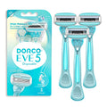 DORCO EVE 5 Women's Disposable Razors 3 Pack - Moisturizing Blade System, Travel Size, Sensitive Skin Friendly