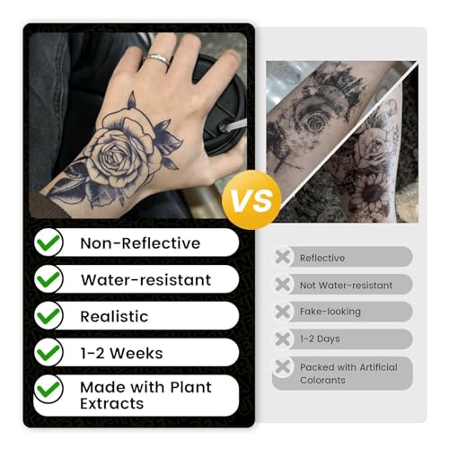 Semi-Permanent Tattoos for Adults, 7-15 Days Waterproof