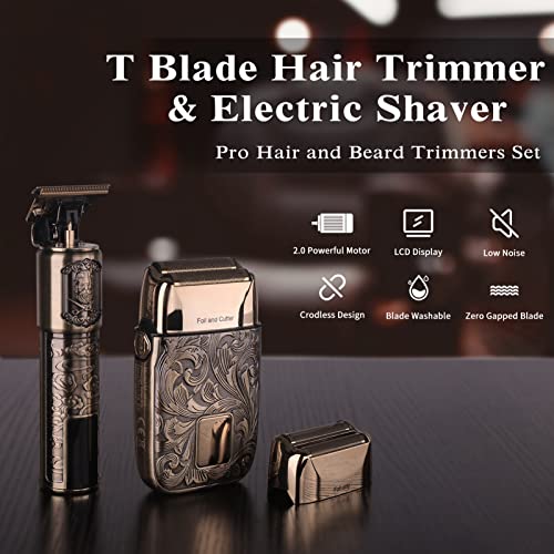 Ufree Professional Hair Clippers Set T Blade Hair Trimmers and Electric Shavers for Men Cordless Beard Trimmers, Hair Liners Clipper Electric Razor, Men¡¯s Grooming Kit with 4 Guards