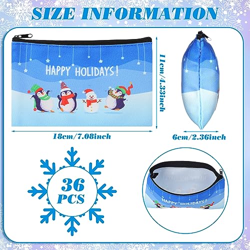 Abbylike 36 Pcs Christmas Makeup Bags Bulk Gifts Plaid Cosmetics Santa Gnomes Elk Snowman Xmas Purse Double Sided Goodie Bags for Women Travel Holiday Present,18 Styles (Christmas)