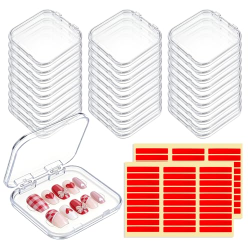 30-Piece Press On Nail Storage Box Set with Adhesive Tape