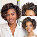 LUVME Hair Pixie Cut Water Wave Wig 6 Inch Highlight Pixcut Glueless Short Style