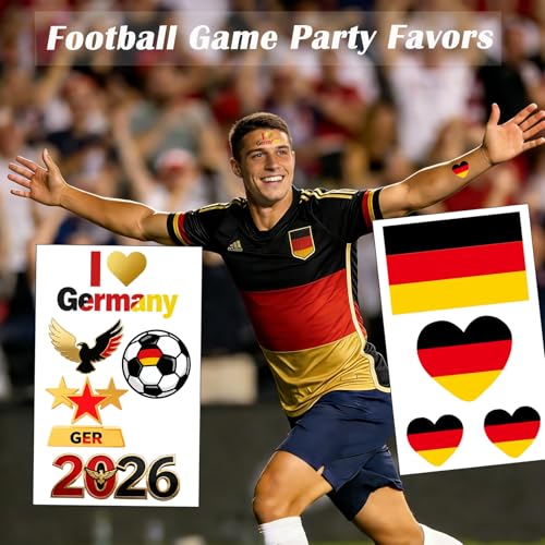 Germany Flag Temporary Tattoos - 10 Sheets Waterproof Stickers