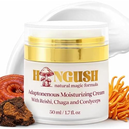 HONGUSH Facial Moisturizer ? Hydrating Face Cream with Reishi, Chaga & Cordyceps, Lightweight Non Greasy Moisturizer for Dry, Sensitive & Combination Skin, Skin Barrier Support, 50 ml