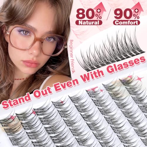 Natural Wispy Lash Clusters 9-11MM DIY Eyelash Extensions 96pcs
