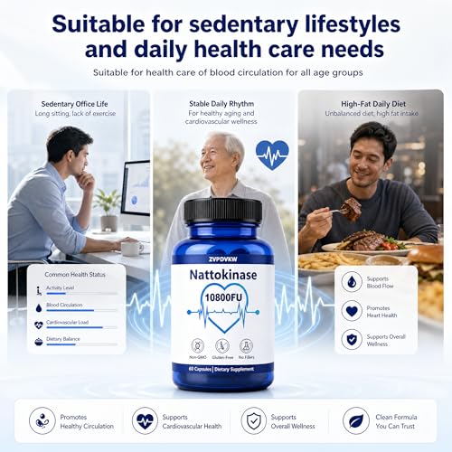 Nattokinase Supplement 10800 FU for Cardiovascular Wellness – 60 Vegan Capsules