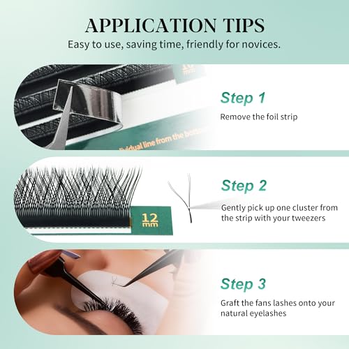 YY Lash Extensions 4D Premade Volume Fans Natural Soft Matte Eyelash Extensions Professional Salon Supplies(YY,0.07,D,8-12mm)