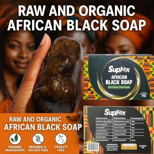 African Black Soap Bar ? African Soap for oily Skin, Ghana Black Face & Body Wash | Face and Body moisturizing cleanser 1 Count.