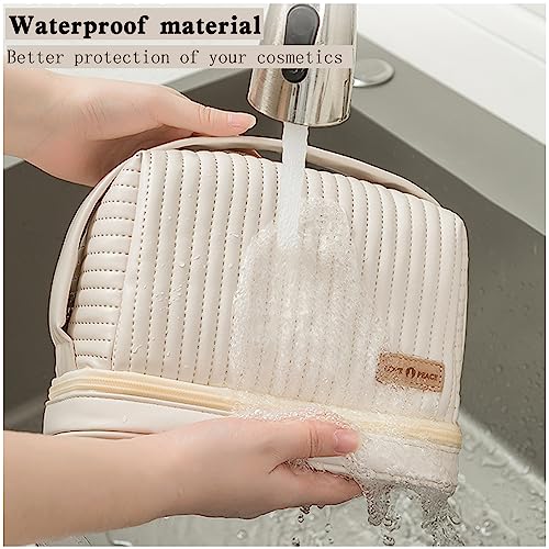 Women's Cute Cosmetic Bags Travel Toiletry Bag Waterproof Leather Cosmetic Bag Set with Handle Zipper Portable Makeup Bags Storage Bag On-the-Go Cosmetic Bag£¨Brown£©