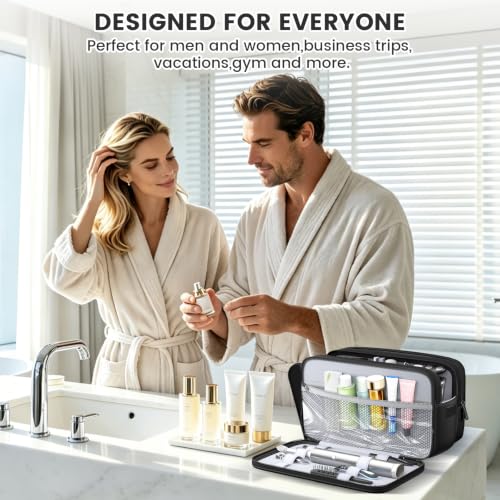 Travoya Black Medium Waterproof Hanging Travel Toiletry Bag for Men & Women