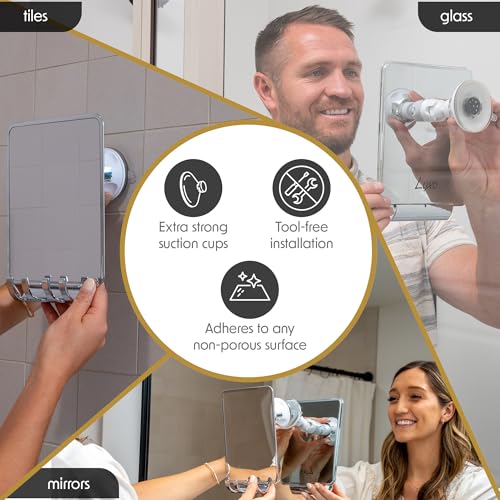 Luxo Fogless Shower Mirror with Removable Razor Holder