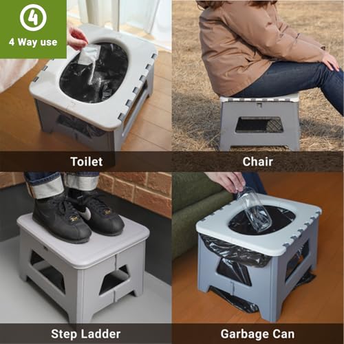Portable Toilet for Adults Foldable Camping Seat with Lid