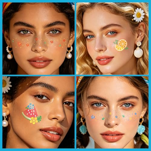 Cerlaza 40 Pc Waterproof Glitter Temporary Tattoos & Freckles