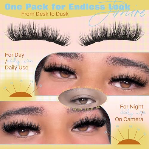 JIMIRE Full Manga Lash Clusters - Wispy Fluffy Eyelash Extensions 14-18mm, Easy DIY Volume & Dramatic Look, 162Pcs Pack - A Variation