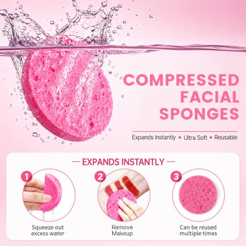100-Count Natural Cellulose Facial Sponges for Cleansing & Makeup Removal