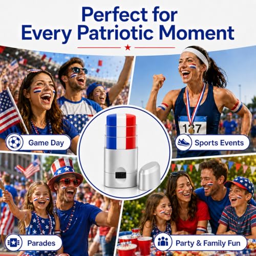 Patriotic Red White and Blue Eye Black Stick for Game Day