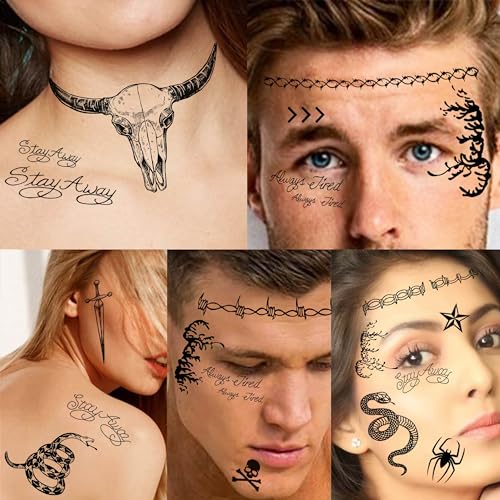 5 Sheets Temporary Tattoos Halloween Costume Set for Men Women