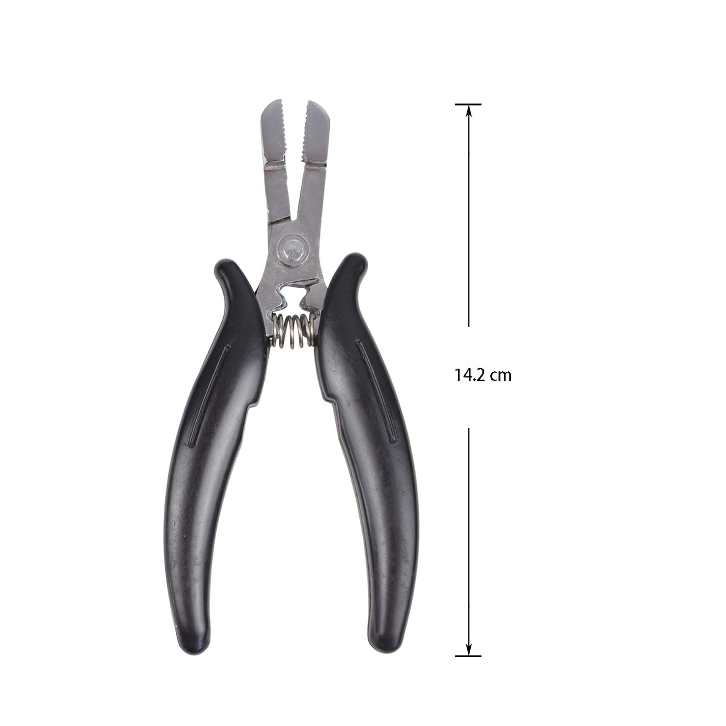 Hair Extension Pliers for Micro Nano Ring Keratin Professional Hair Extension Tool (Black Thread D-Shape)