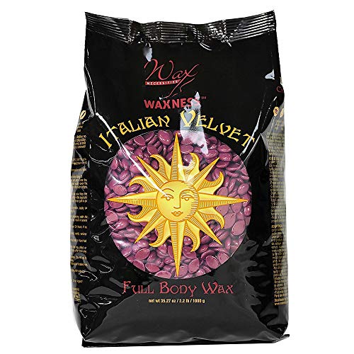 Waxness Italian Velvet Hard Wax Beads 2.2 lb (1 kg) ? Premium Synthetic Rosin-Free Stripless Wax with Multidirectional Formula for Full Body and Large Areas, Professional Use ? Made in Italy