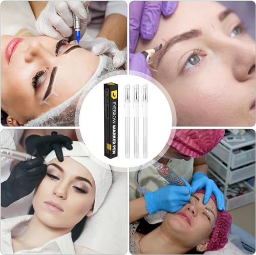 LIUDEX White Ink Microblading Eyebrow Marker Pens (3-Pack)