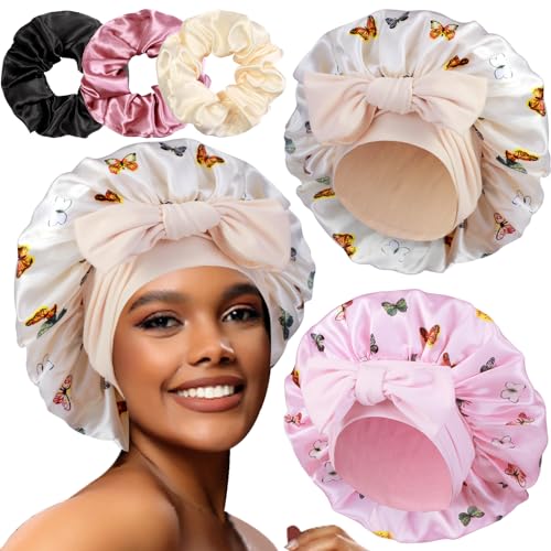 Satin Bonnets for Sleeping & Braids with Scrunchies