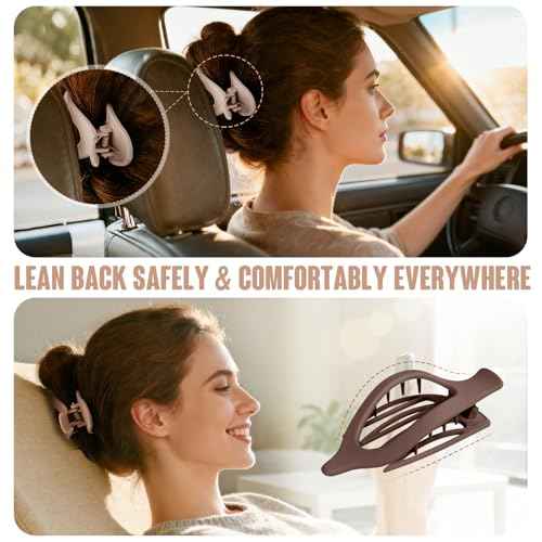 Flat Hair Claw Clips: 8 Pack 4.3 Inch Neutral Matte French Concord & Large Round Claw Clips Set for Women with Thick/Thin Hair, Non-Slip Extra Hold Jaw Clips for Lay Down/Drive/Daily Use