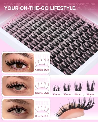 EYDEVRO Bunny Manga Lash Clusters - 120 Pcs Wispy Wet Look Lashes