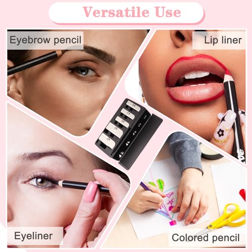 5-Hole Makeup Pencil Sharpener with Lid (2 Pack) for Eyeliner & Lip Liner