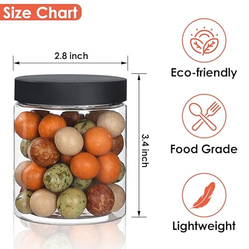48pcs 8 oz Plastic Containers with Lids Labels Leak Proof BPA Free Airtight Refillable Clear Small Containers Storage Jars for Storing Dry Food Slime Honey Jam