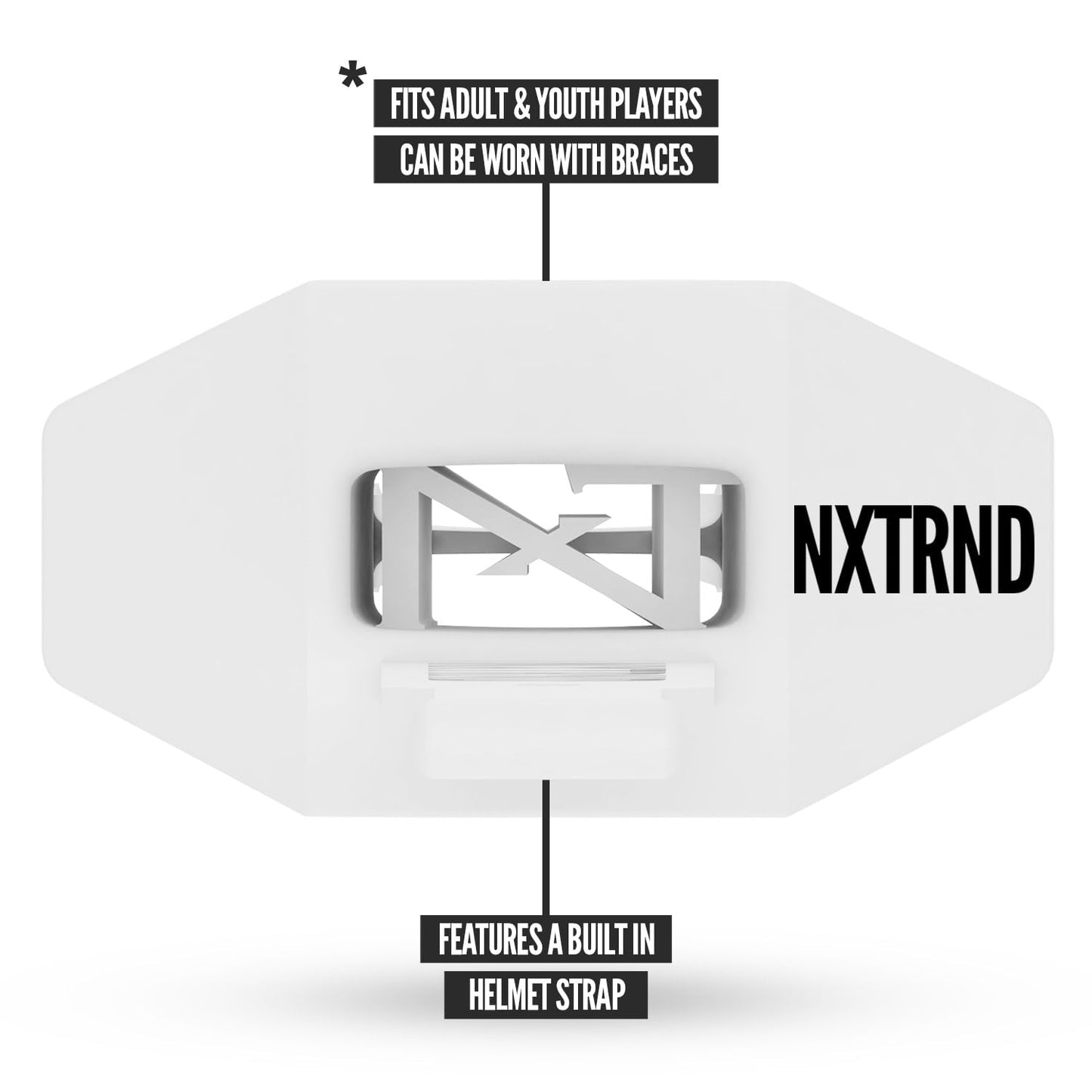 Nxtrnd Two Football Mouth Guard, Football Mouthpiece with Strap, Fits Adult & Youth (White)