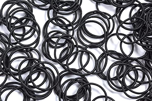 Black Hair Elastics for Girls, 100 Pack Soft Rubber Bands