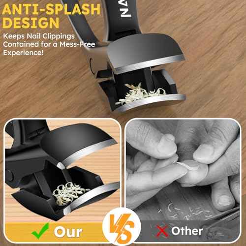 Toenail Clippers for Thick Toenails, Long Handle Nail Clippers for Seniors, Large Fingernail Clipper Angled Head with Catcher, Ergonomic Wide Jaw Opening Heavy Duty Cutter for Men Women