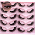 3D Faux Mink Lashes 10 Pairs - Fluffy Wispy Cat Eye & Fox Eye