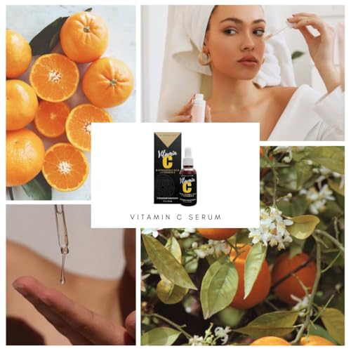 Vitamin C Serum with Hyaluronic Acid and Vitamin E | Thin serum quickly sinks into skin for a bright and glow finish | Boost Radiance | Softens fine lines and wrinkles | No sulfates | 1 Fl oz