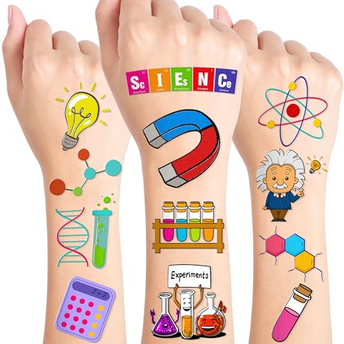 Science Temporary Tattoos for Kids, 96 Pcs Party Favors
