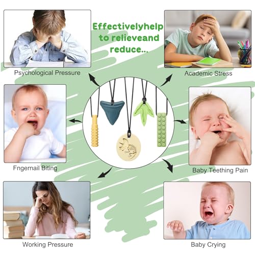 MISSLILI Dinosaur Sensory Chew Necklace - BPA-Free Silicone for Autism & ADHD