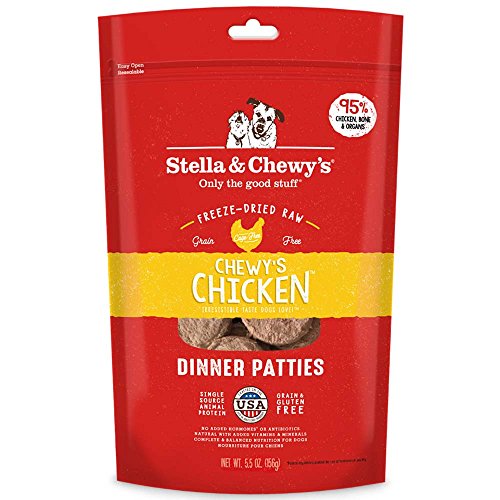 Stella & Chewy's Freeze Dried Raw Dinner Patties – Grain Free Dog Food, Protein Rich Chewy’s Chicken Recipe – 5.5 oz Bag